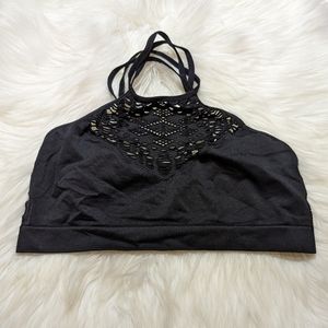 Zoe & Bella Halter Strappy Black Bralette // size M
